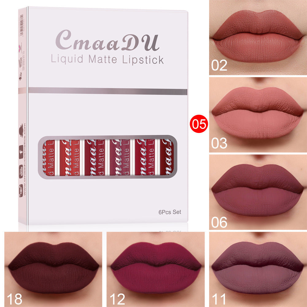6-Piece Matte Waterproof Long-Lasting Lipstick Set