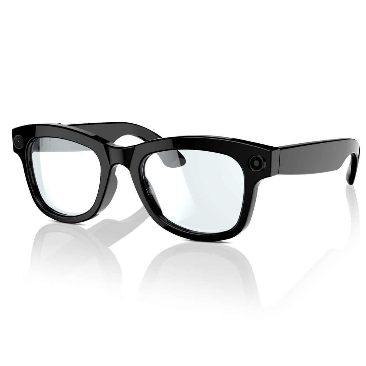 HD Camera AI translation intelligent video glasses with black frames and transparent lenses