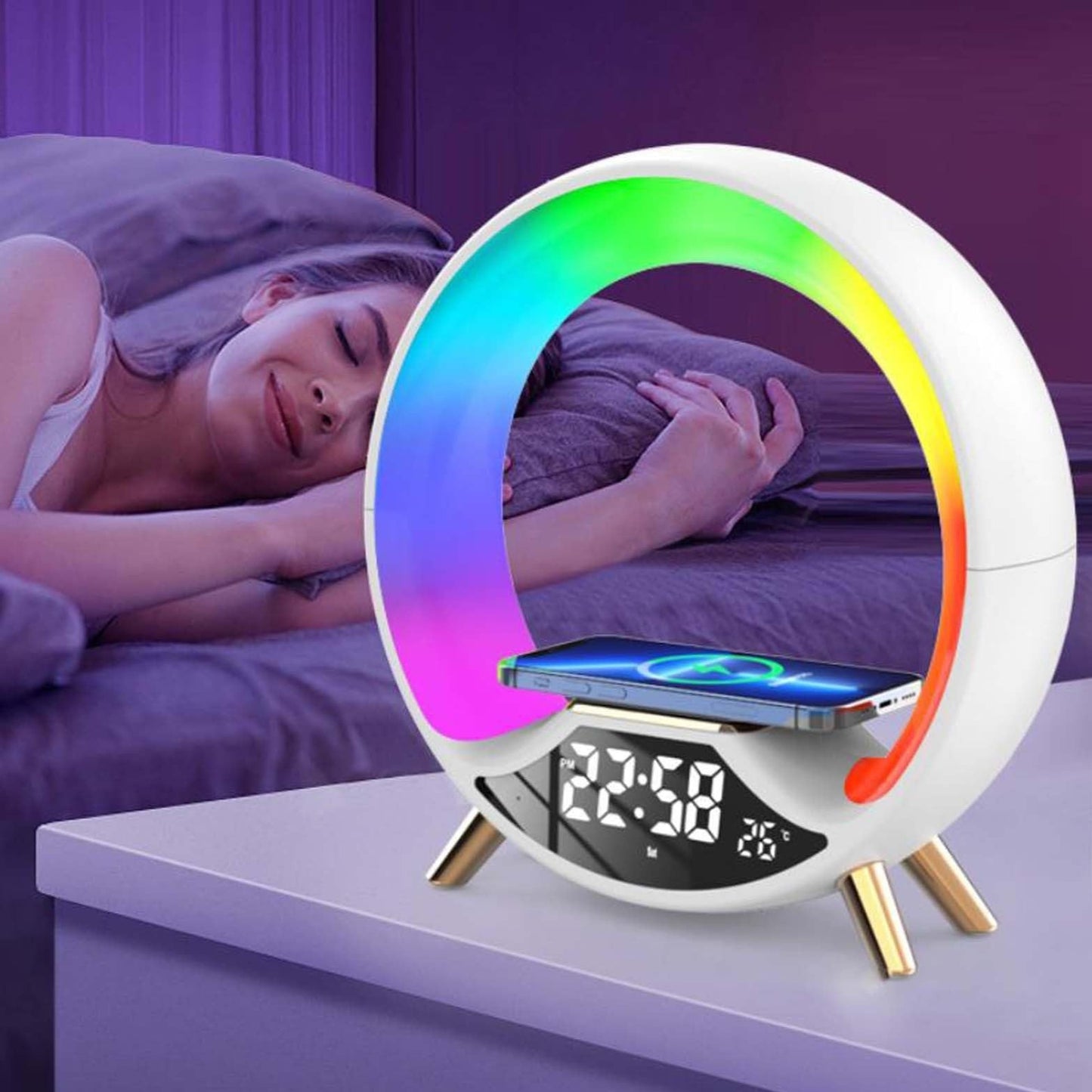 3-in-1 Wireless Charger & Bluetooth Speaker Night Light