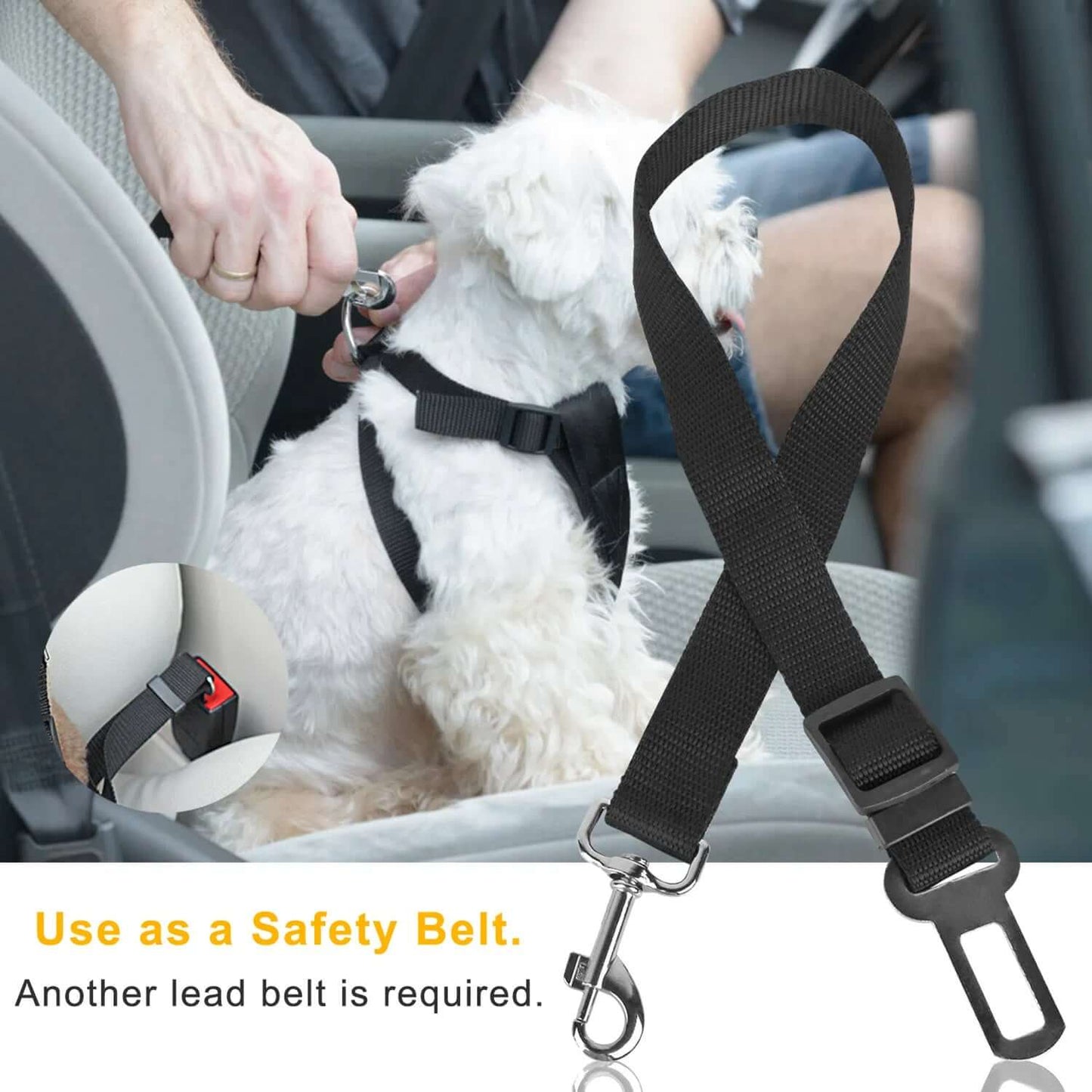 2Pcs Adjustable Pet Seat Belt Leash for Dogs & Cats