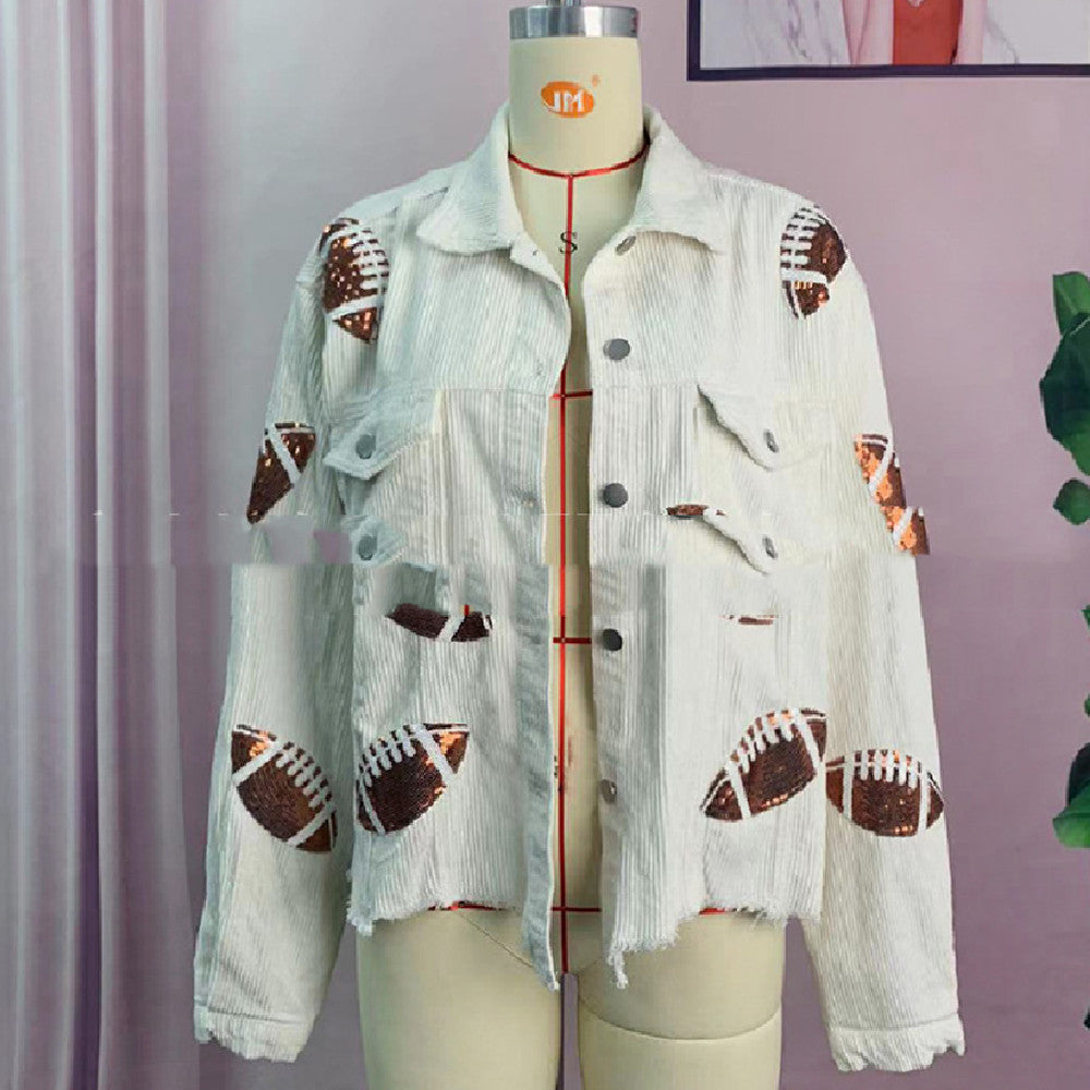 Women’s Corduroy Rugby Print Jacket”