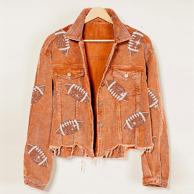 Women’s Corduroy Rugby Print Jacket”