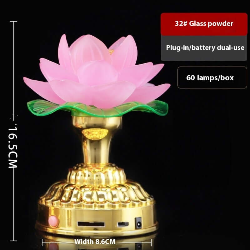 Lotus Lamp Colorful Gradient Home with pink glass flower design and gold base, perfect for decorative ambiance.