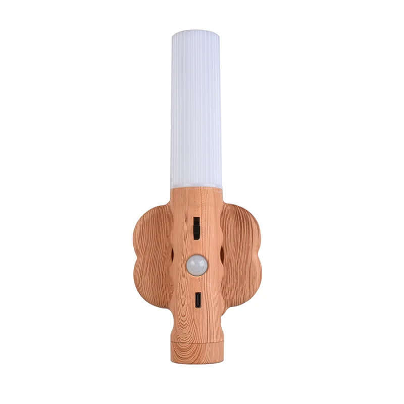 Home Smart Infrared Sensor Lamp with wooden design and motion sensor for hands-free lighting.
