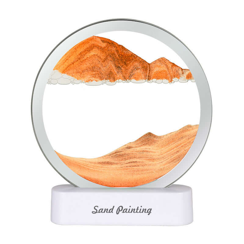 Bedside LED table lamp with creative quicksand sand painting design, featuring vibrant colors and modern aesthetic.