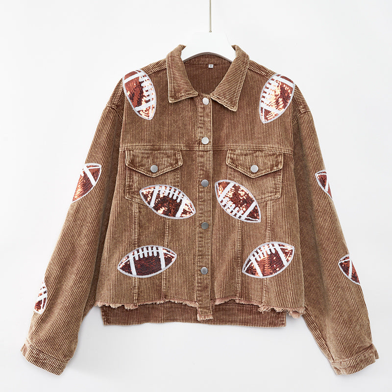 Women’s Corduroy Rugby Print Jacket”