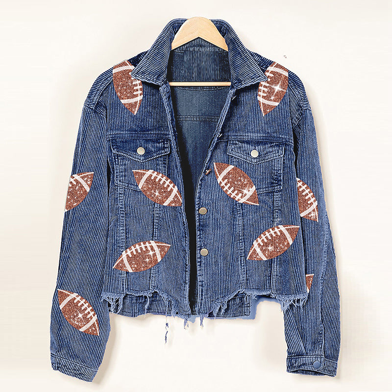 Women’s Corduroy Rugby Print Jacket”