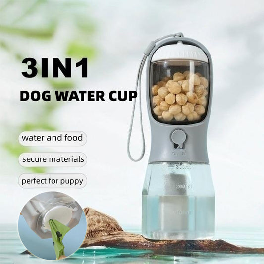 Portable Pet Cup – Water, Food & Waste Bags