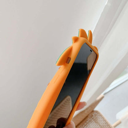 Silicone phone case in the shape of a pineapple, highlighting anti-drop protection for smartphones.
