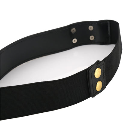 Women’s Elastic Dress Belt with Gold Chain Rivet – Punk Style