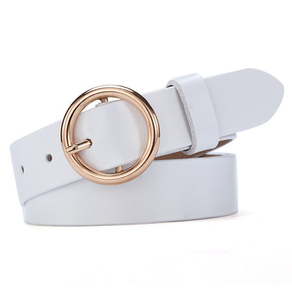 Women’s Round Buckle Leather Belt
