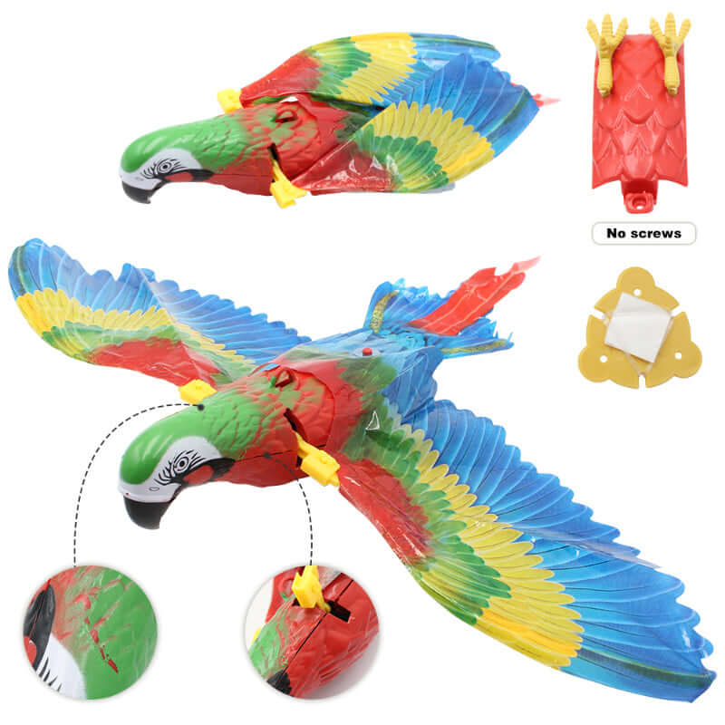 Interactive Flying Eagle Cat Toy for playful cats, featuring colorful design and easy installation.
