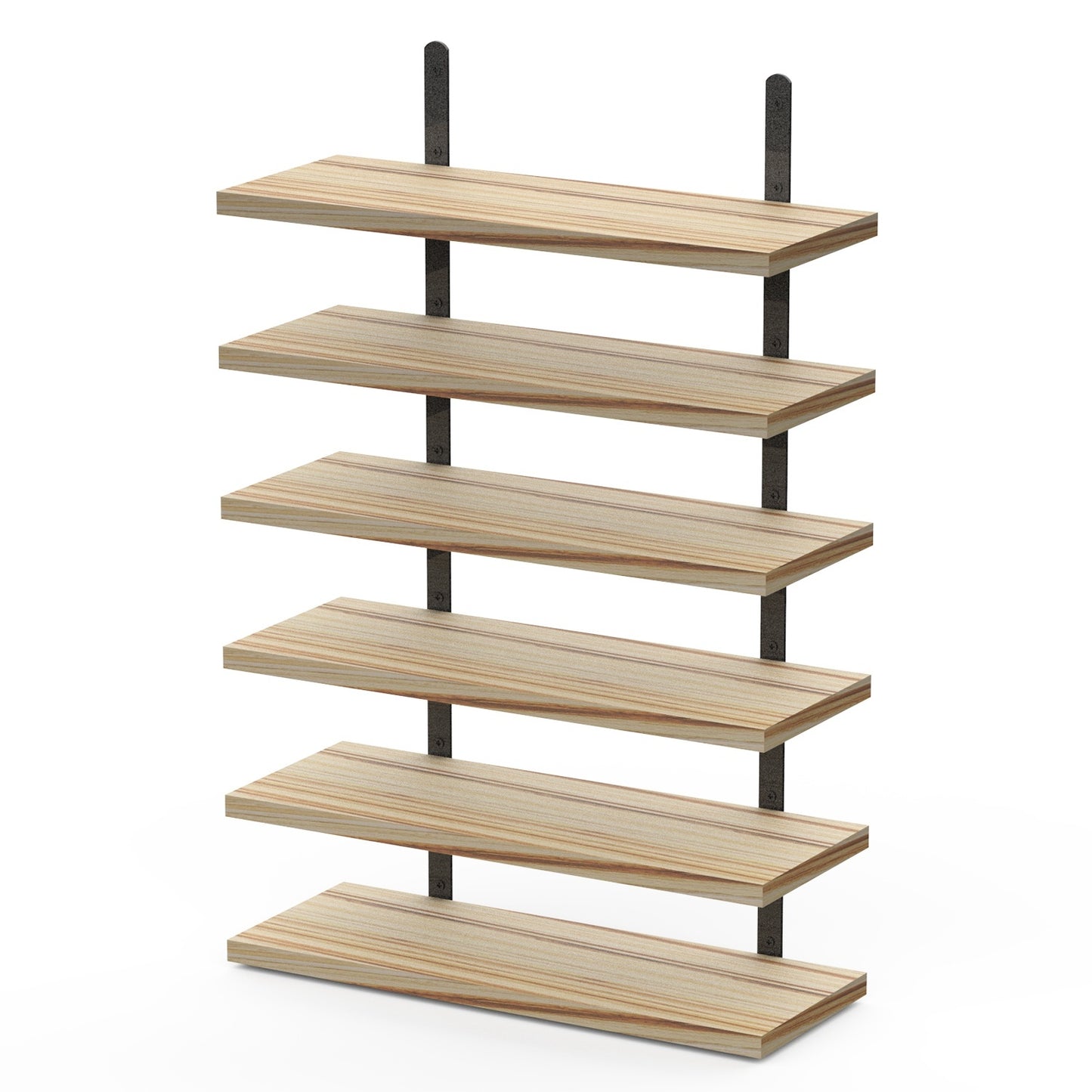 6-Piece Floating Wall Shelves with Metal Brackets
