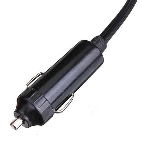 Portable windshield defroster car power adapter for easy connection to vehicle's power supply.