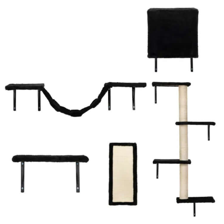 5Pcs Wall Mounted Cat Climbing Set with Shelves & Scratching Posts