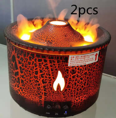 Volcano Flame Ultrasonic Essential Oil Humidifier and Diffuser with realistic flame effect and mist.