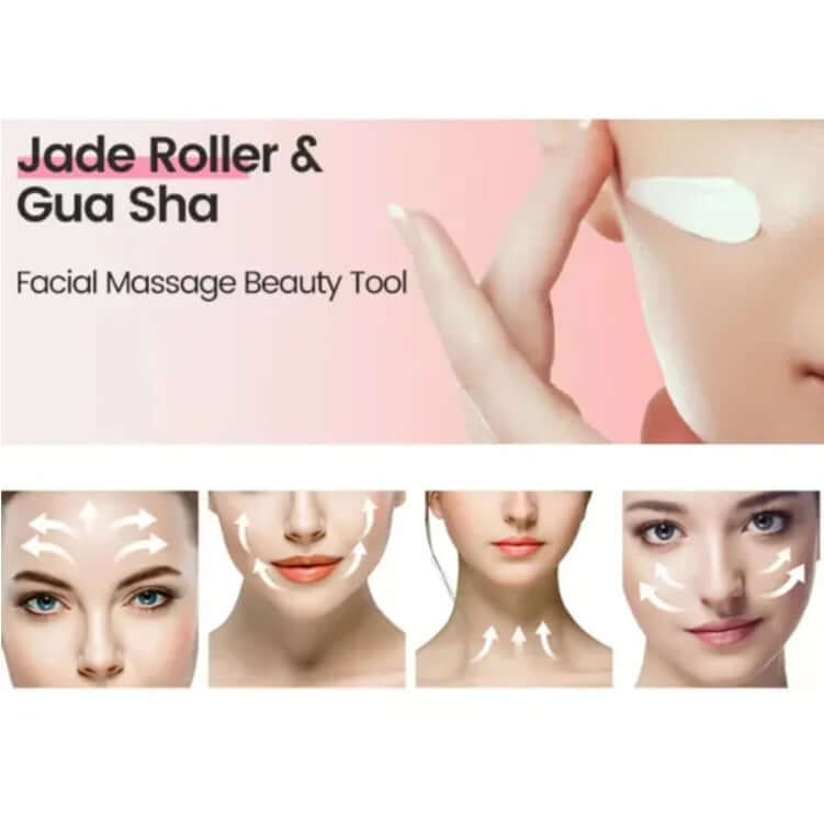 Jade Roller and Gua Sha facial massage beauty tool for skincare and face rejuvenation.