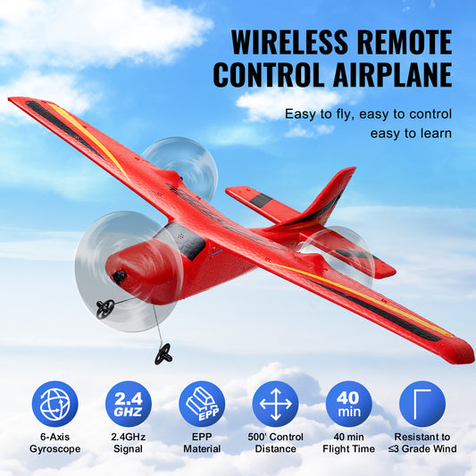 VEVOR RC Airplane EPP Foam Toy with 2.4GHz Remote & 2 Batteries