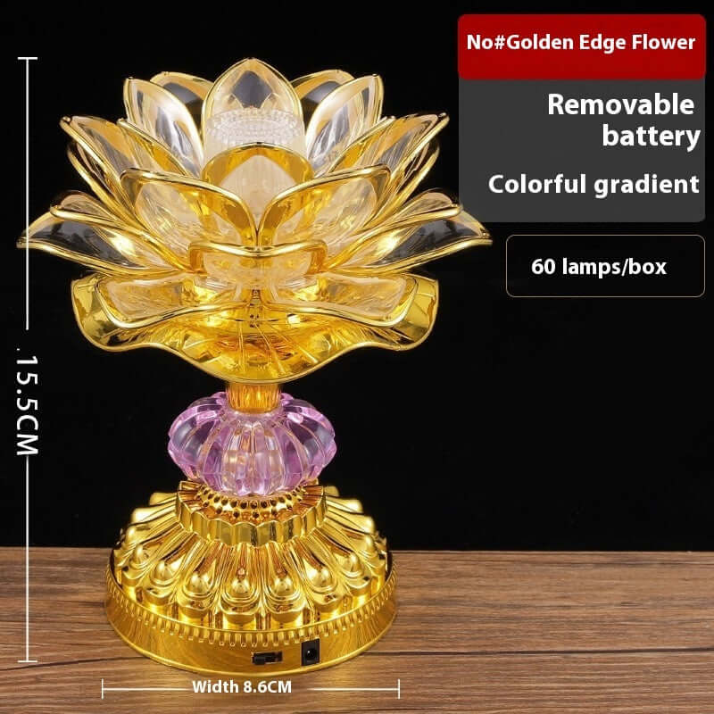 Lotus Lamp Colorful Gradient Home with removable battery and golden edge design, creating a vibrant ambiance in any room.
