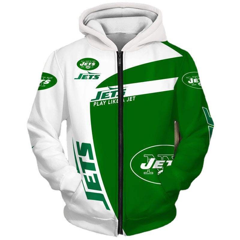 2022 New NFL American Football Hoodies 3d Digital Printing Long-sleeved Zipper Hooded Sweater Cardigan