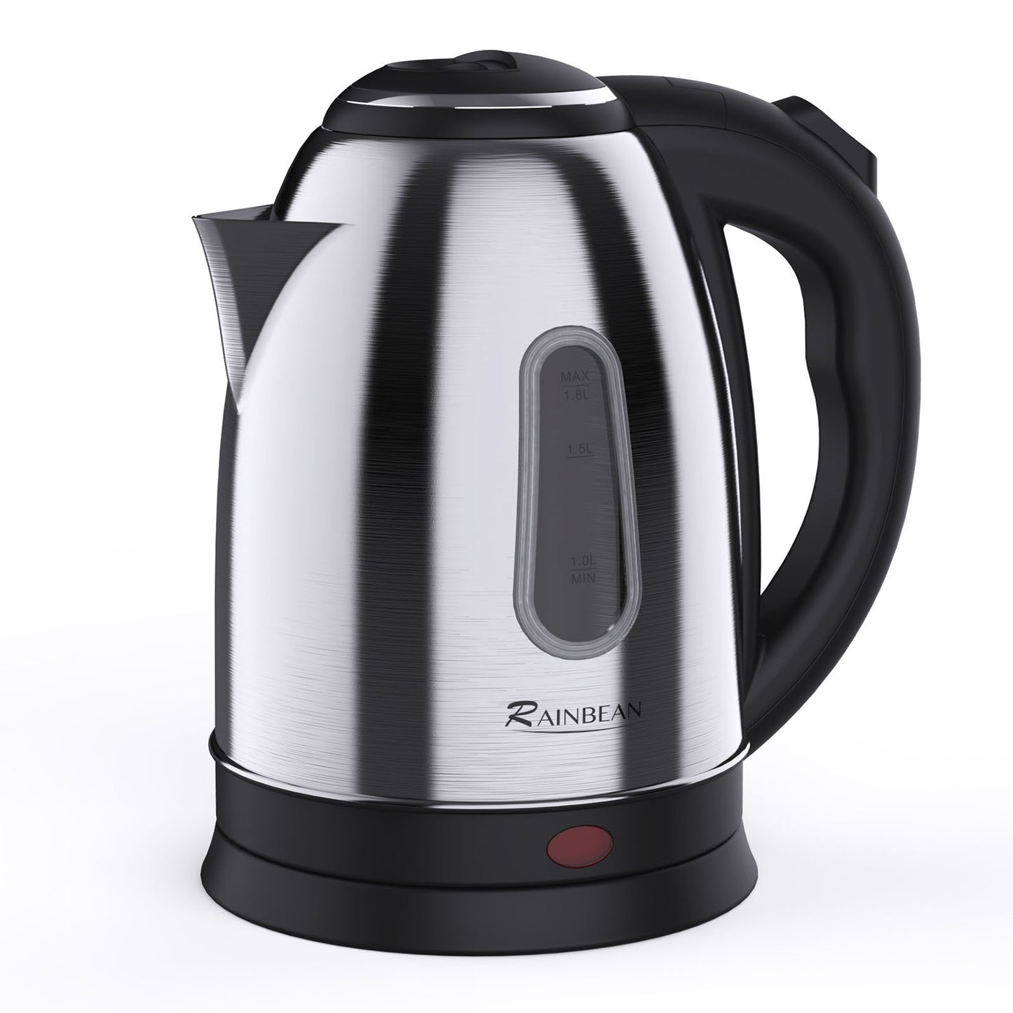 Electric kettle 1.8L stainless steel water boiler with auto shut-off and boil dry protection.