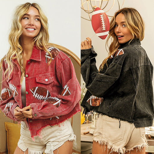 Women’s Corduroy Rugby Print Jacket”