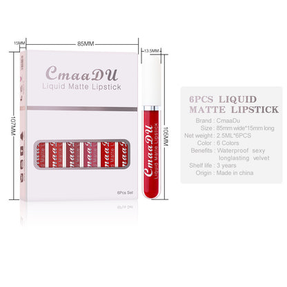 6-Piece Matte Waterproof Long-Lasting Lipstick Set
