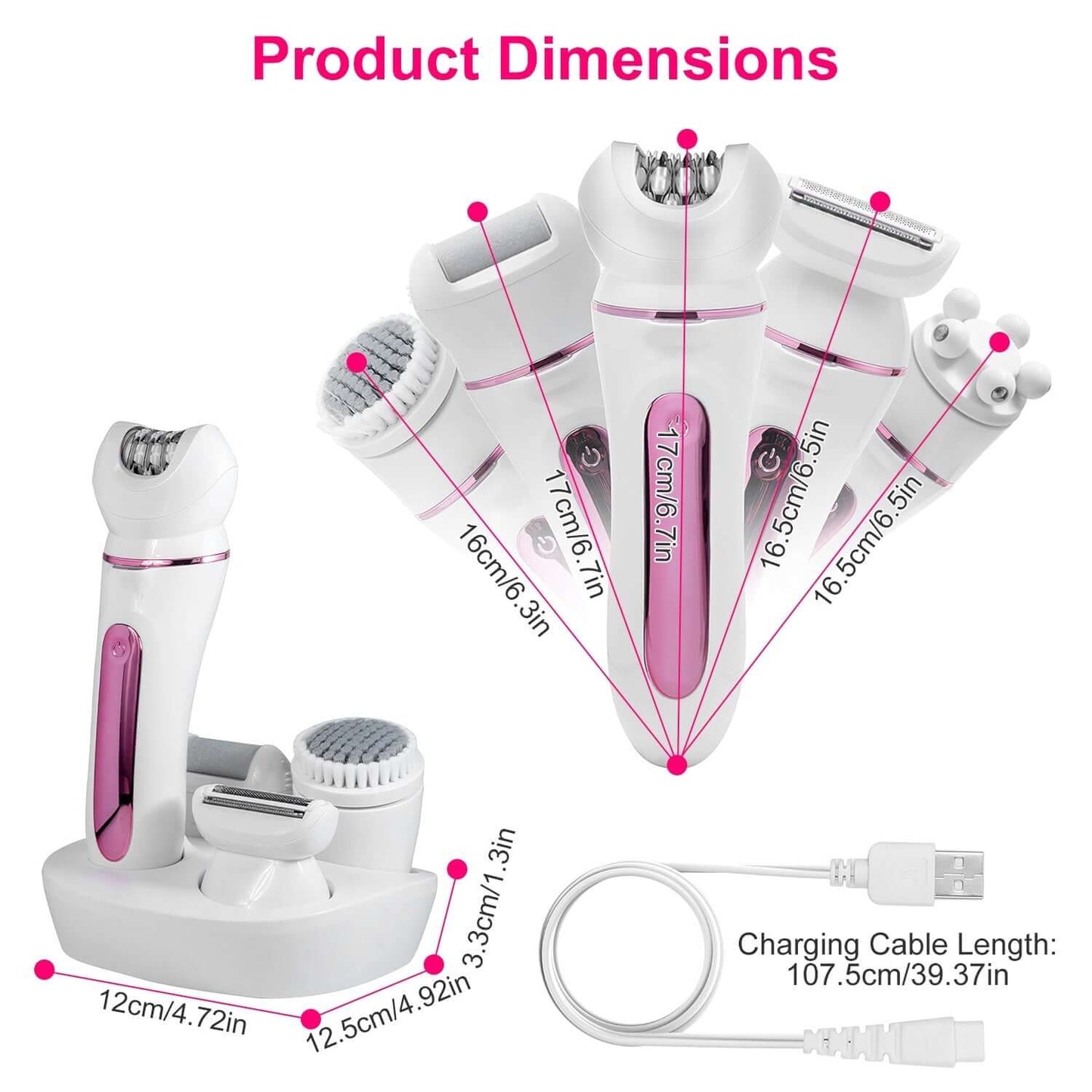 5-in-1 Electric Women’s Grooming Kit with LED Display