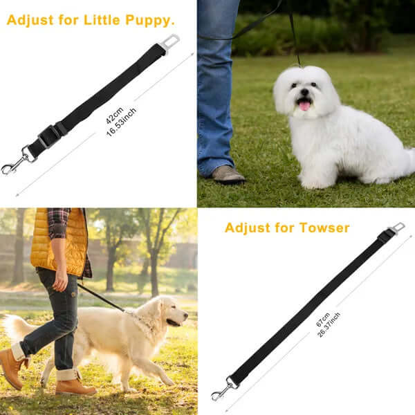 2Pcs Adjustable Pet Seat Belt Leash for Dogs & Cats