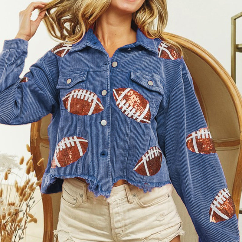 Women’s Corduroy Rugby Print Jacket”